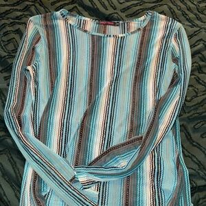 Striped Mesh Long Sleeve